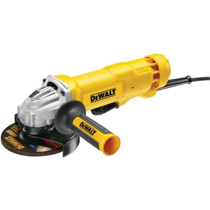 DeWalt DWE4233-QS Schleifer Ø 125 mm, 1400 W, Kabelpaddelschalter, Leerlaufdrehzahl 11500 U - min, M14, Vibrationsschutz und Seitengriff mit mehreren Positionen Winkelschleifer