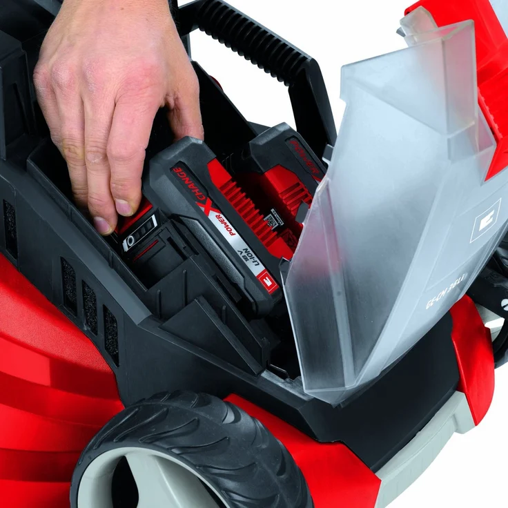 Einhell Akku-Rasenmäher GE-CM 36 Li Kit - Li-Ion, (2x3,0 Ah), bis 300 m², 36 cm Schnittbreite, 6-stufige zentrale Schnitthöhenverstellung, inkl. 2x 3,0 Ah Akkus + 2x Ladegeräte – Bild 3