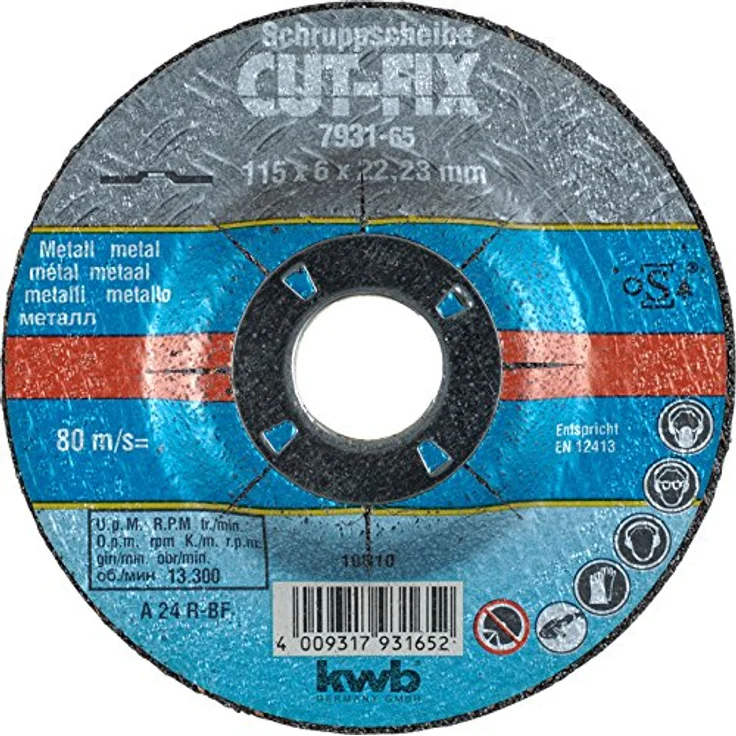 kwb Schruppscheibe Cut-Fix 793165 (115 x 22, gekröpft, 6.0 mm dick, für Metall und Stahl, für Winkelschleifer) – Bild 1