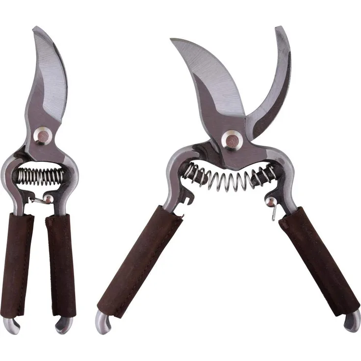 Esschert Design Obst- und Blumenschere mit Sicherungsschlaufe, Länge 21 cm, Leder-ummantelte Griffe, Gartenwerkzeug mit scharfer Klinge klein