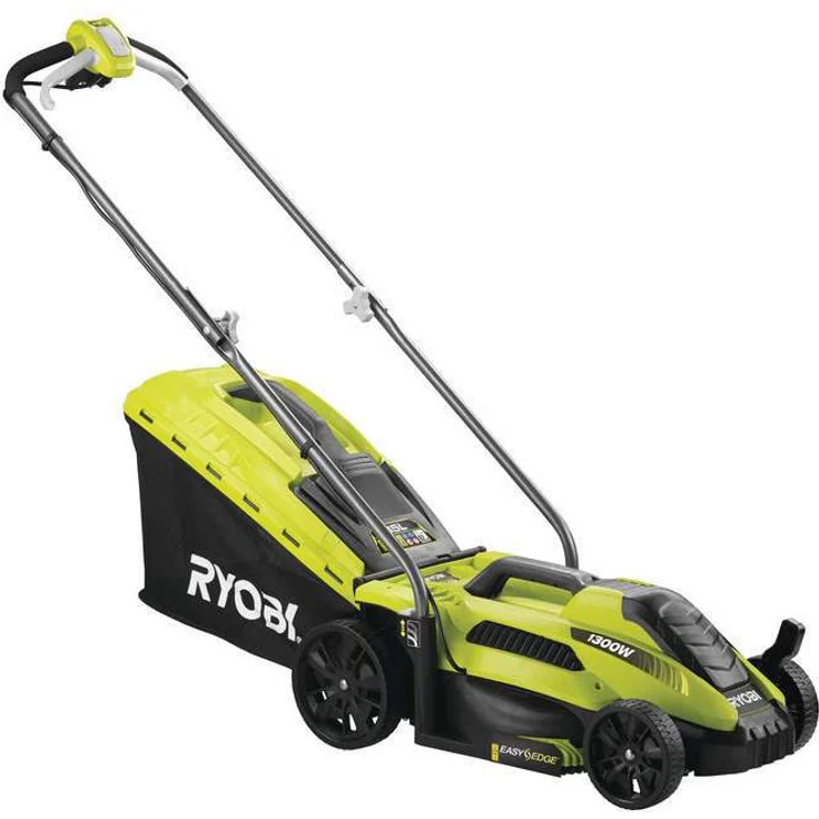 Ryobi Elektro-Rasenmäher RLM13E33S, Grasmäher mit 1300 W, 33 cm Schnittbreite, 5-stufige zentrale Schnitthöhenverstellung, EasyEdge Rasenkamm, 35 l Textil-Grasfangsack mit Hardtop, Art.-Nr. 5133002343 – Bild 7