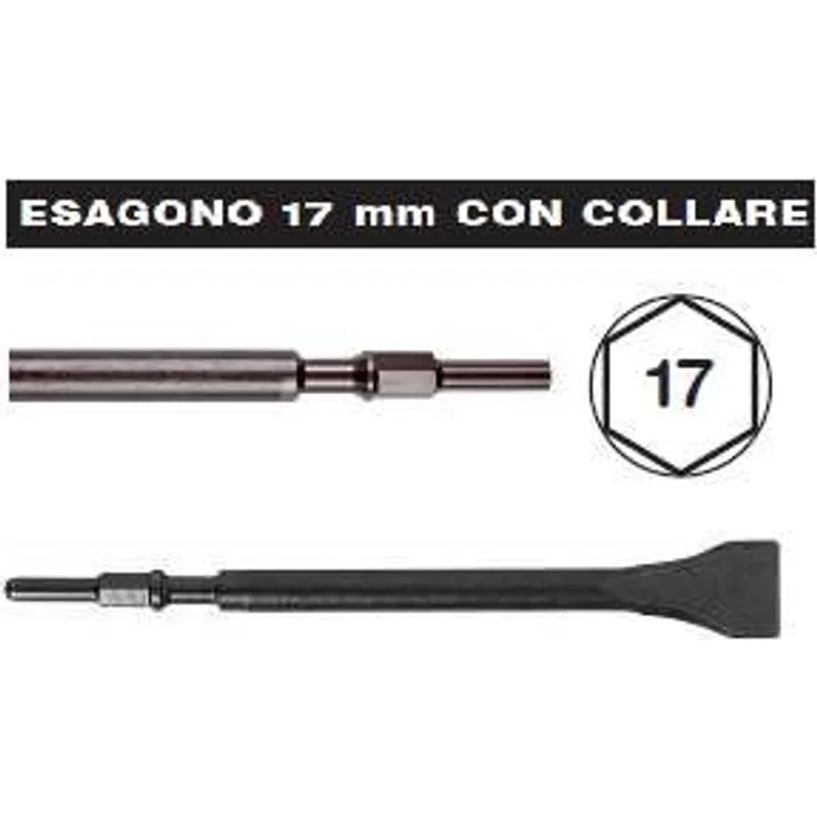 Hitachi ? 751555 Sechskant Meißel Breite 17 mm mit Reifen, Achse 13 mm 50 x 280