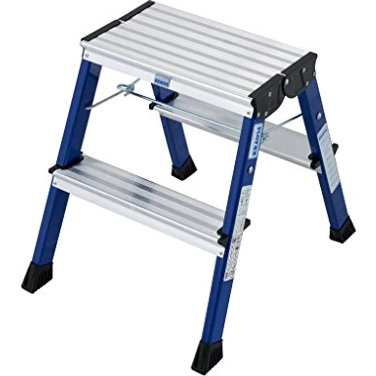 KRAUSE Doppel-Klapptritt Rolly, Blau, 2 x 2 Stufen, 130082