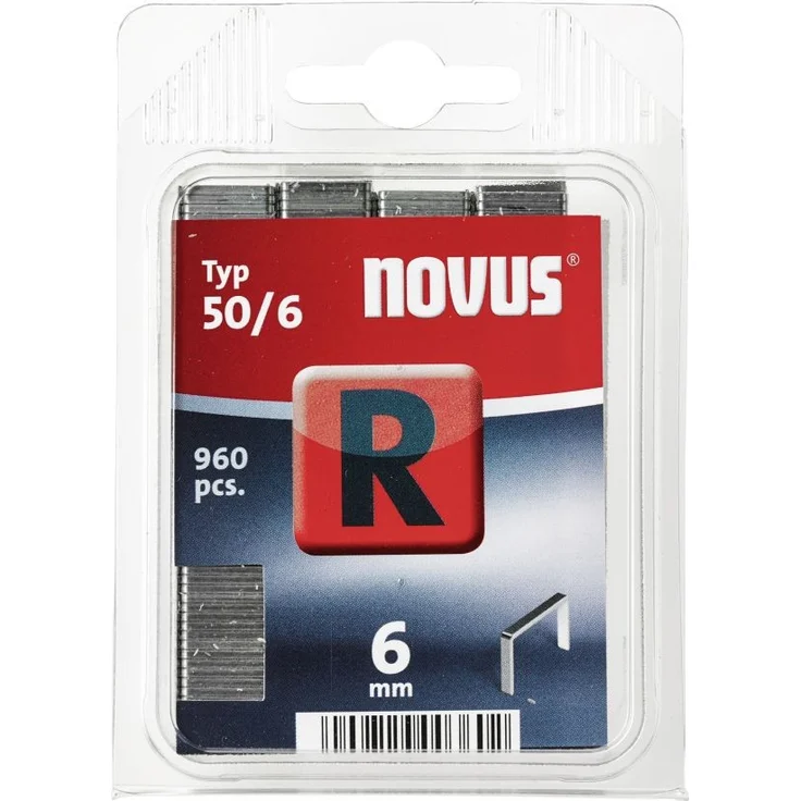 Novus Flachdrahtklammern 6 mm, 960 Tacker-Klammern vom Typ 50-6, zur Befestigung von Folien, Etiketten, Papier und Pappe – Bild 1