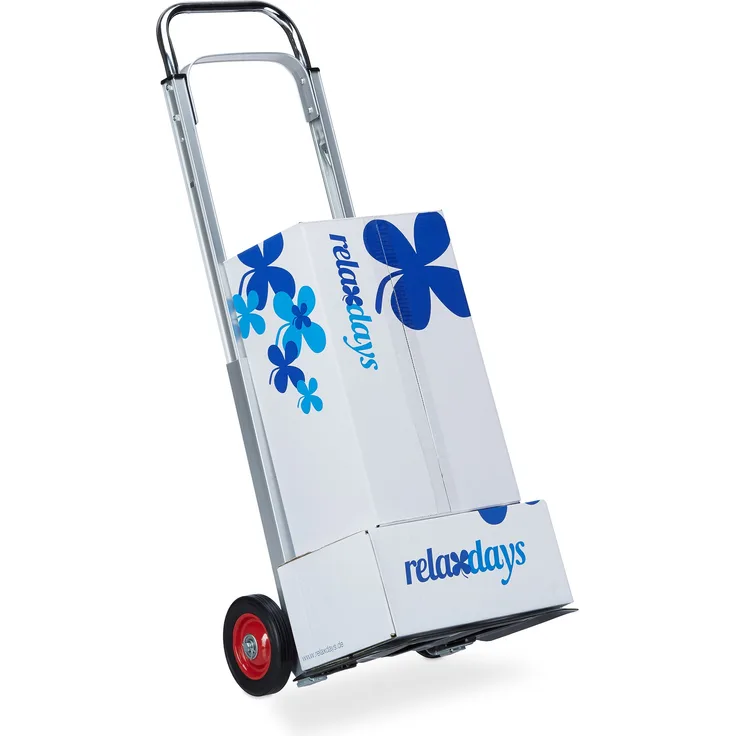 Relaxdays Sackkarre bis 200 kg Traglast, multifunktionale Transportkarre, leicht, Profi, Metall, silber