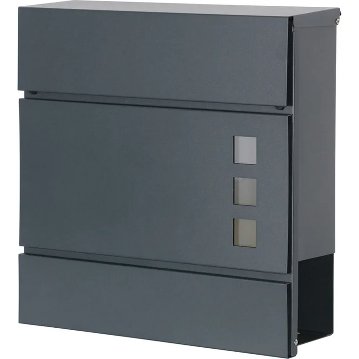 Stahl Briefkasten Wandbriefkasten Postkasten Zeitungsrolle Zeitungsfach Anthrazit V2Aox