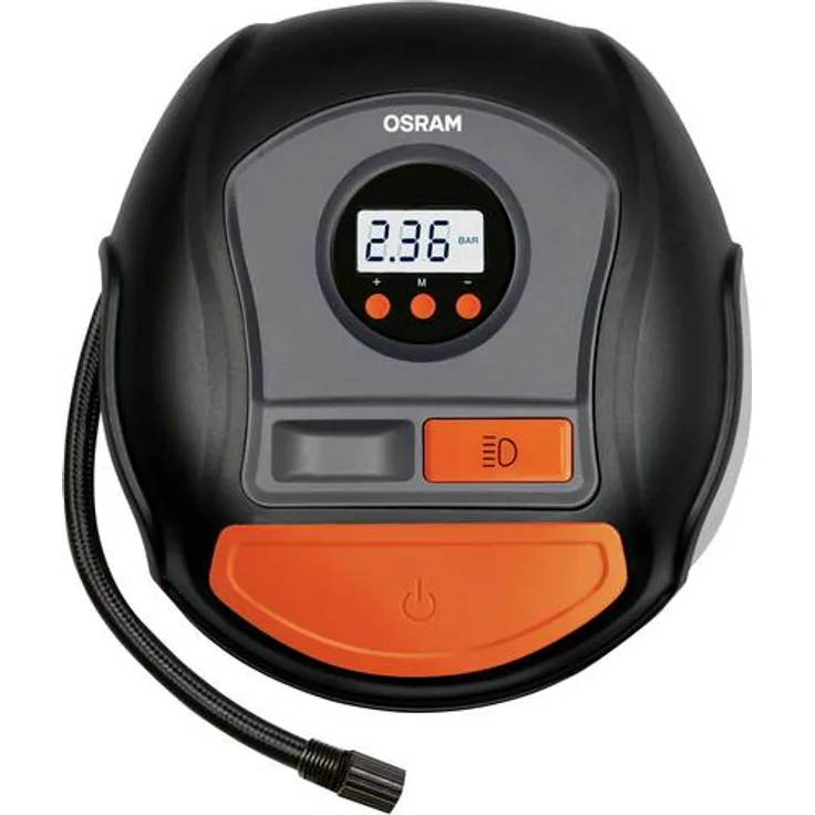 Osram Auto OTI450 Kompressor 12V Adapter zum Betrieb per Kabel, Digitales Display, Kabelfach-aufnahme, mit Arbeitslampe