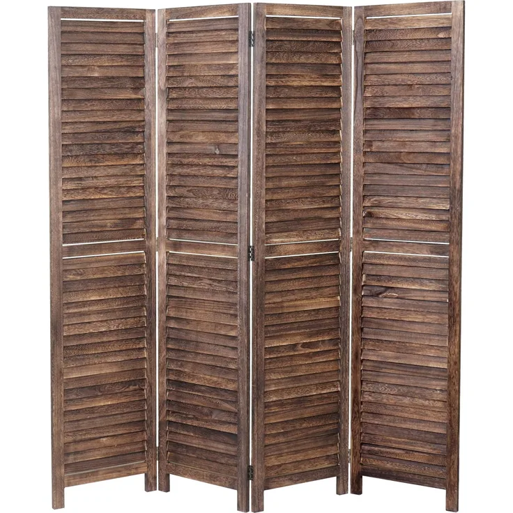 Mendler Paravent HWC-C30, Raumteiler Trennwand Sichtschutz, Shabby-Look Vintage, 170x160cm braun