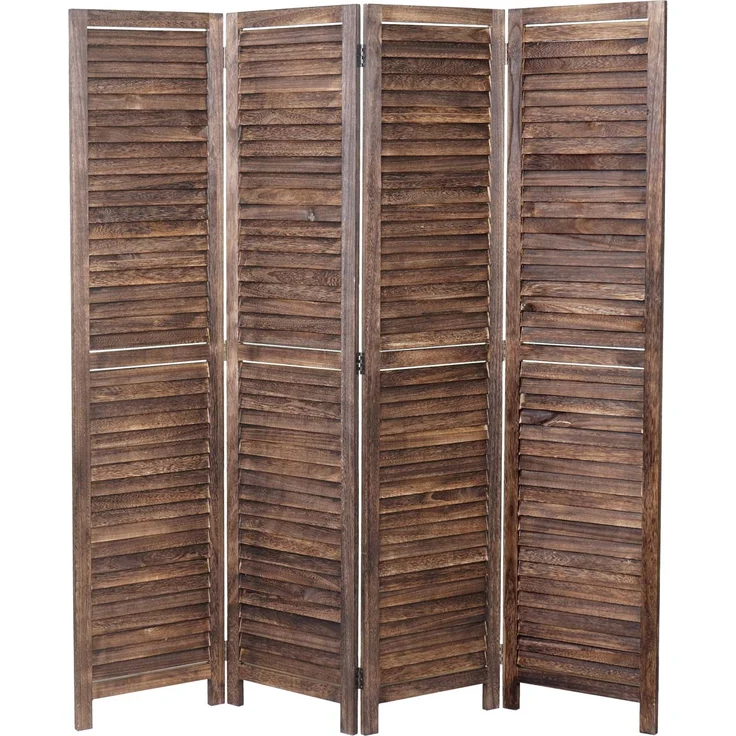 Mendler Paravent HWC-C30, Raumteiler Trennwand Sichtschutz, Shabby-Look Vintage, 170x160cm braun – Bild 1