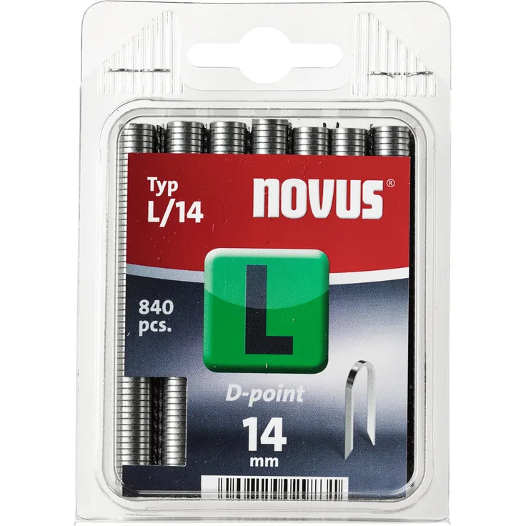 Novus Rundklammern 14 mm, 840 Tacker-Klammern, Typ L-14 mit D-Spitze, zur Befestigung von Rundhölzern und Maschen-Draht