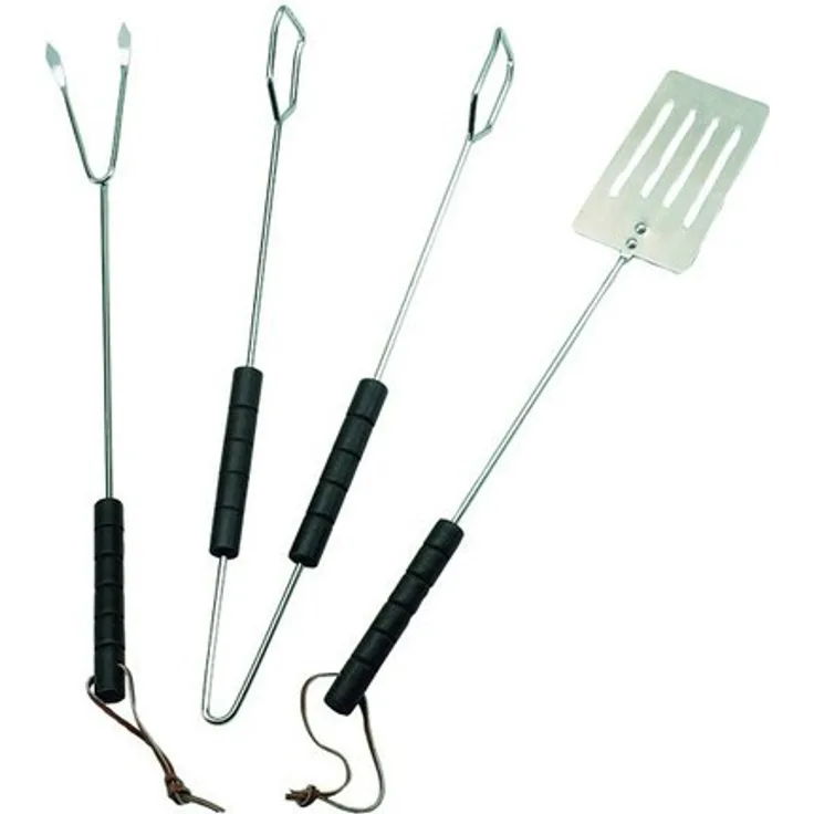 LANDMANN Grillbesteckset Grillwerkzeug, 3 Stück, 39 cm, mit Zange, Wender und Gabel (0110)