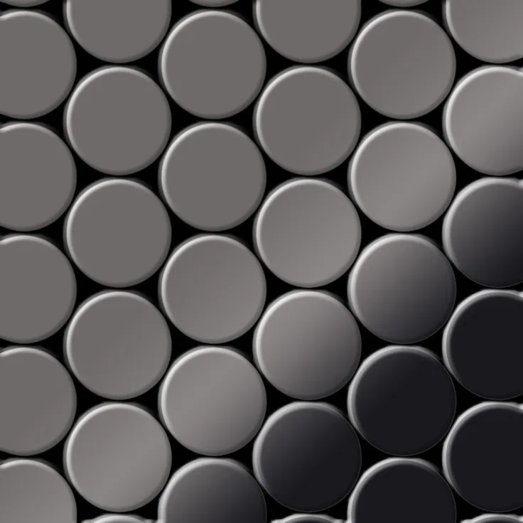 Alloy Mosaik Fliese massiv Metall Titan hochglänzend in dunkelgrau 1,6mm stark Dome-Ti-SM 0,73 m2