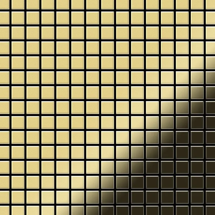 Mosaik Fliese massiv Metall Messing gewalzt in gold 1,6mm stark ALLOY Mosaic-BM 1,04 m2