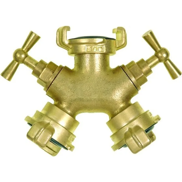 Geka 80333CSB Zweiwegeventil 1/2 Zoll mit Regulier-Schließventil aus Messing, Gold, 18 x 8 x 13 cm Bewässerungszubehör