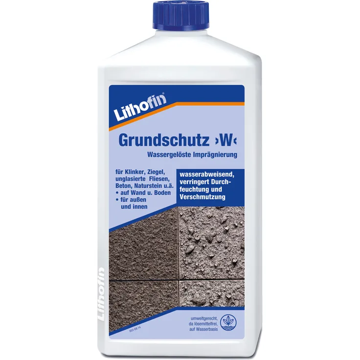 Lithofin Grundschutz W Macht Wasser abweisend für Naturstein und Beton 1 Liter Flasche