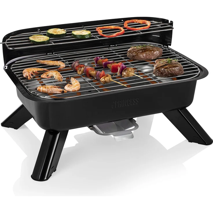 Princess Hybridgrill - geeignet als Elektro- oder Holzkohlegrill, mit 0,7 M Kabelzuleitung, regelbarer Thermostat, 2000W, 112252 – Bild 1