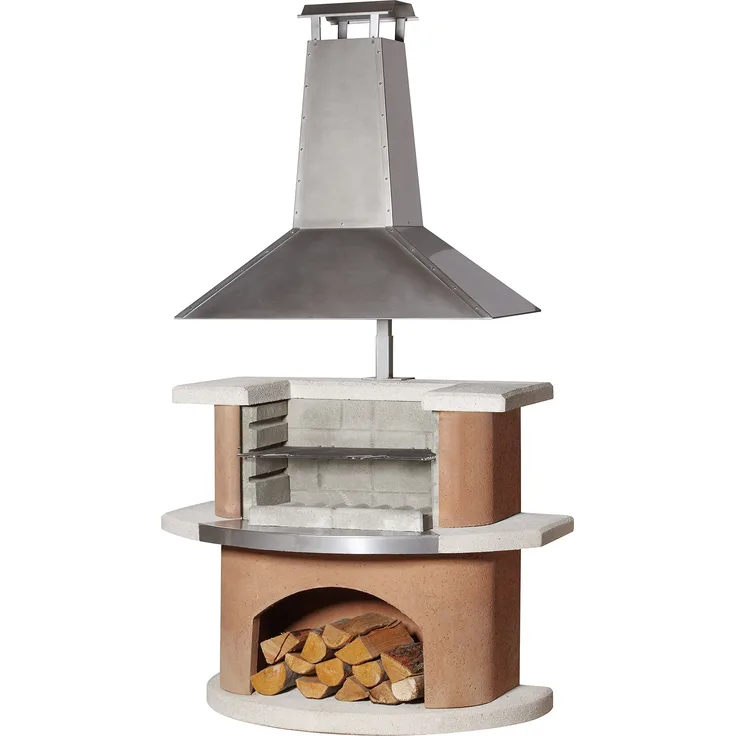 Buschbeck Holzkohlegrillkamin Kampen, weiß/terra, 65 x 110 x 210 cm