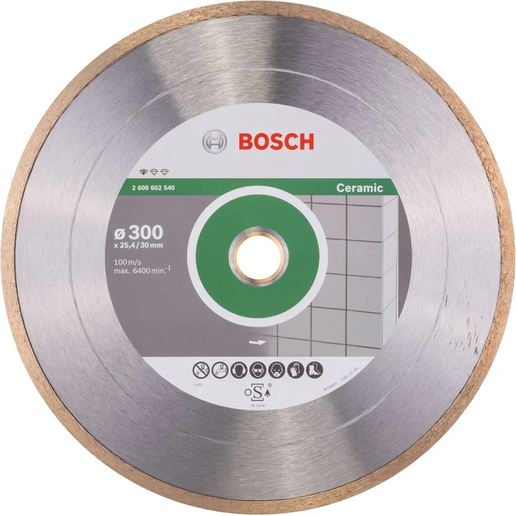 Bosch Professional Diamanttrennscheibe Standard für Ceramic, 300 x 30 und 25,40 x 2 x 7 mm, 2608602540 – Bild 1