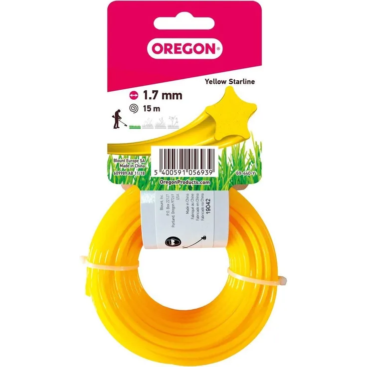 Oregon 69-440-Y Yellow Star Rasentrimmerfaden Draht für Rasentrimmer und Freischneider, 1,7 mm x 15 m