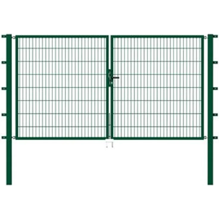 Metallzaun Doppeltor für Doppelstabmatte grün zum Einbetonieren 120 cm x 350 cm