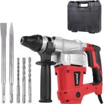 Matrix 120200440 Bohrhammer SDS Plus im Koffer, Stemmhammer 850 Watt, inkl. 2 Meißel, 3 Bohrer 8mm, 10mm, 12mm x 150mm, 3400 Schläge-Min 4 Joule Schlagkraft, rot, schwarz, 40cm