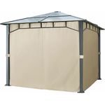 4 Seitenteile für Gartenpavillons 3x3 m - Polyester ca. 180 g-m²- inkl. Haken, mit Reißverschluss - champagner