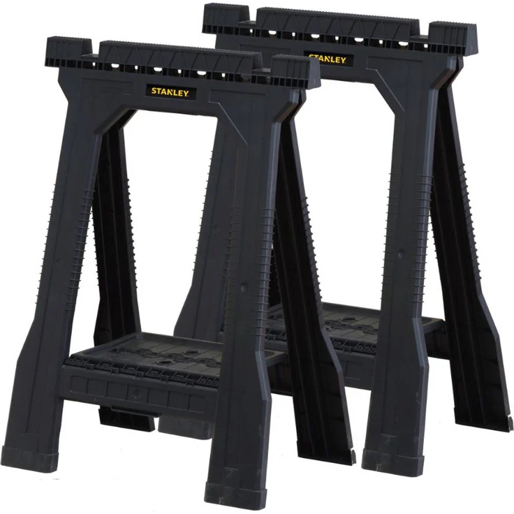 Stanley Unterstellbock - Arbeitsbock ''Junior'' (57x12x81cm, paarweise geliefert, fester Stand durch Gummifüße, flach zusammenklappbar, bis zu 340kg Belastbarkeit) STST1-70355