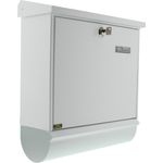 BURG-WÄCHTER Briefkasten-Set mit integriertem Zeitungsfach, A4 Einwurf-Format, EU Norm EN 13724, Verzinkter Stahl, Comfort-Set 91300 W, Weiß