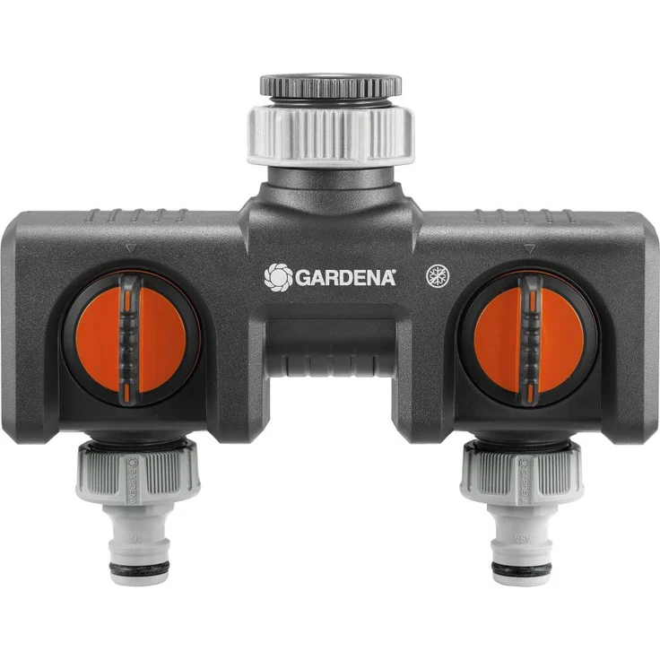 GARDENA 2-Wege-Verteiler Anschlussmöglichkeit für 2 Geräte an den Wasserhahn, passend zu GARDENA Bewässerungscomputern & -uhren, Wasserdurchfluss regulier- und absperrbar (8193-20) – Bild 2