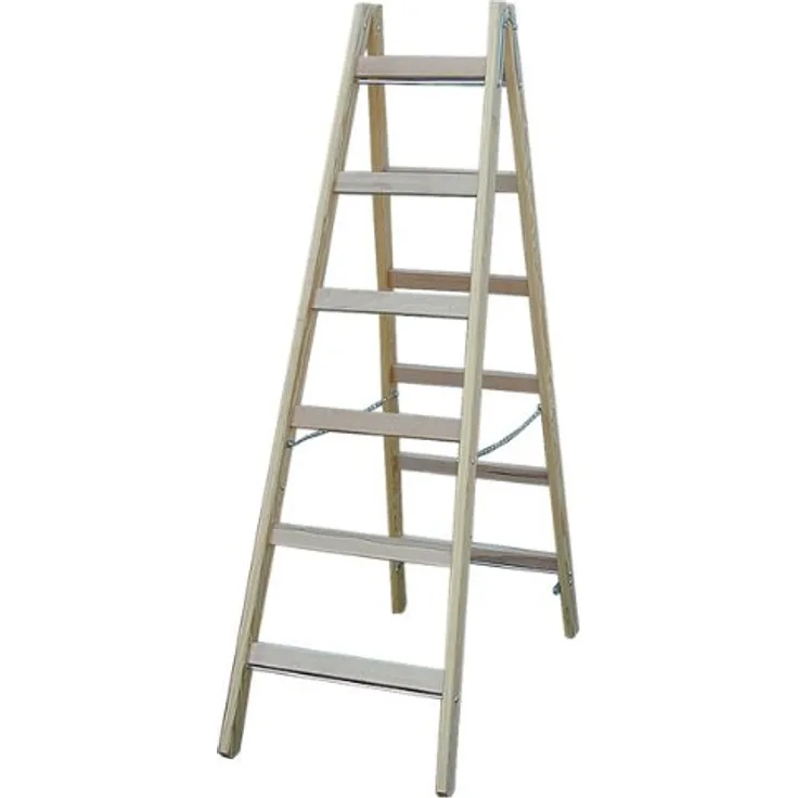 Krause Sprossen-DoppelLeiter, (Holz), Arbeitshöhe 3,05 m,Standhöhe 1,75m, Leiternlänge 1,78m, 10 kg