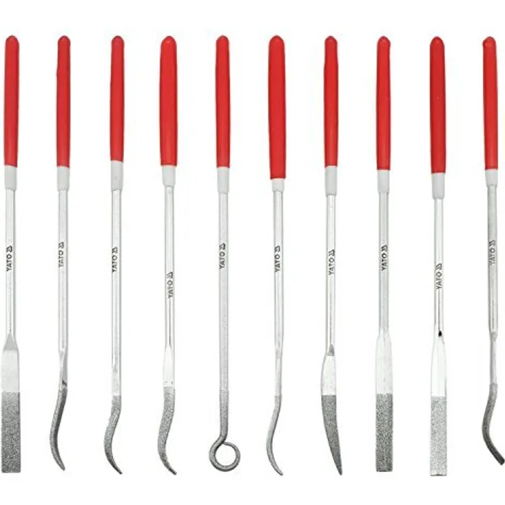 YATO YT-6145 10-teiliges Diamant-Feilen-Set, 3 x 140 x 25 mm