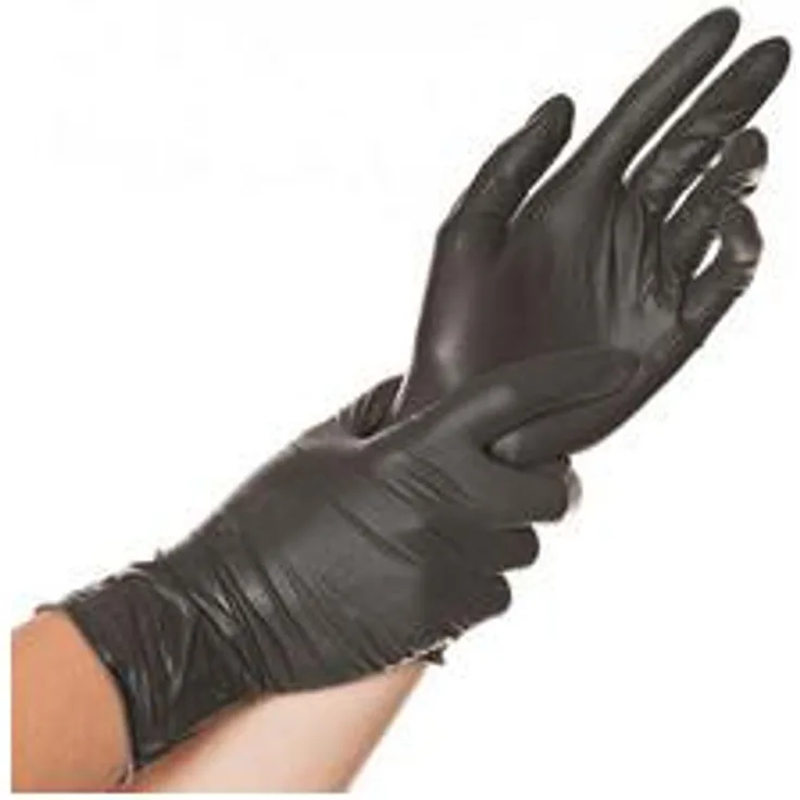 HYGOSTAR Latex-Handschuh DIABLO, S, schwarz, puderfrei Länge: 240 mm, für Allergiker, lebensmittelecht, reißfest, extrem dehnbar & widerstandsfähig, aus Naturkautschuk, Rollrand, ausgezeichnetes Tastgefühl, texturierte Oberfläche beinhaltet: 100 Stück i