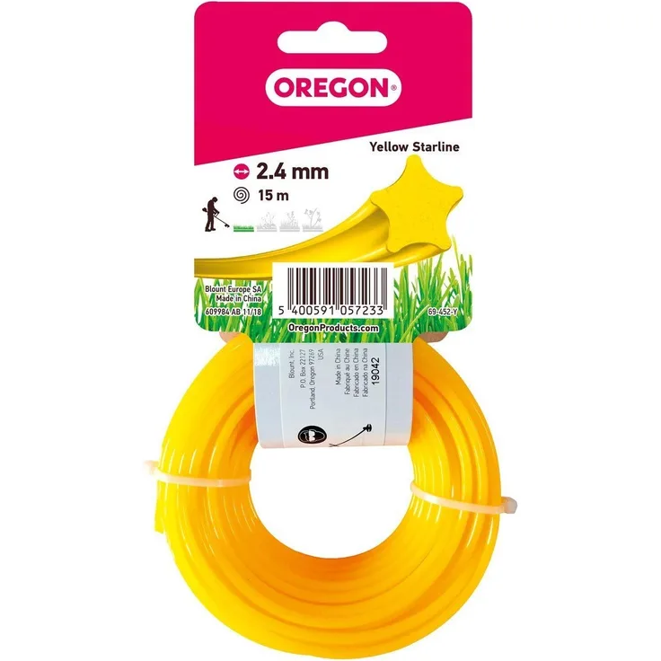 Oregon 69-452-Y Yellow Star Rasentrimmerfaden Draht für Rasentrimmer und Freischneider, 2,4 mm x 15 m