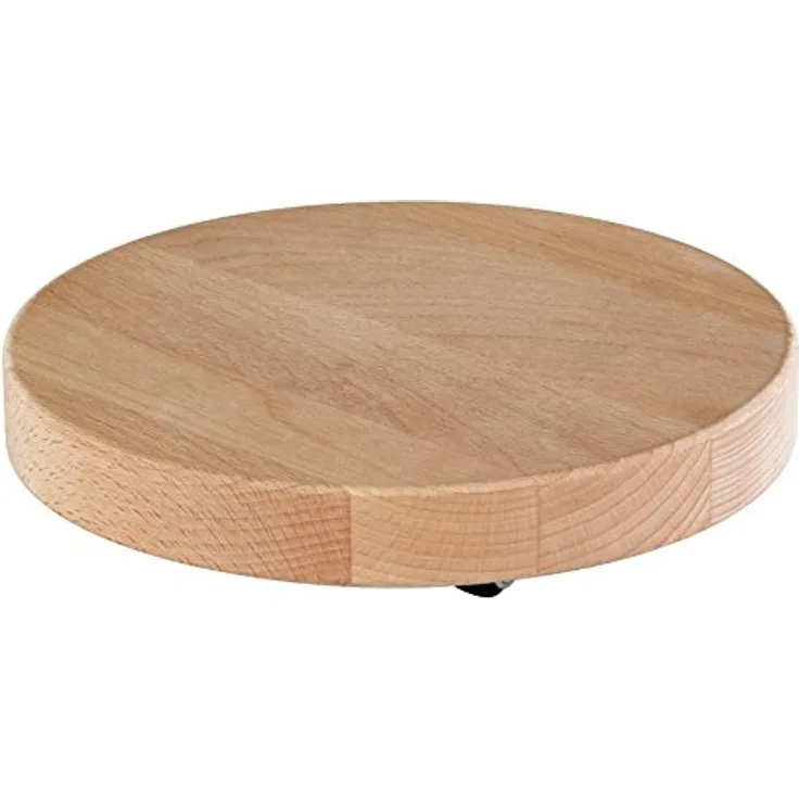WAGNER Pflanzenroller MASSIV Ø 25 cm I Pflanzenroller für Innenbereich, Buche Natur I Blumenroller aus FSC-Massivholz I Kübelroller aus Holz I Tragkraft 100 kg I Made in EU ? 20027101