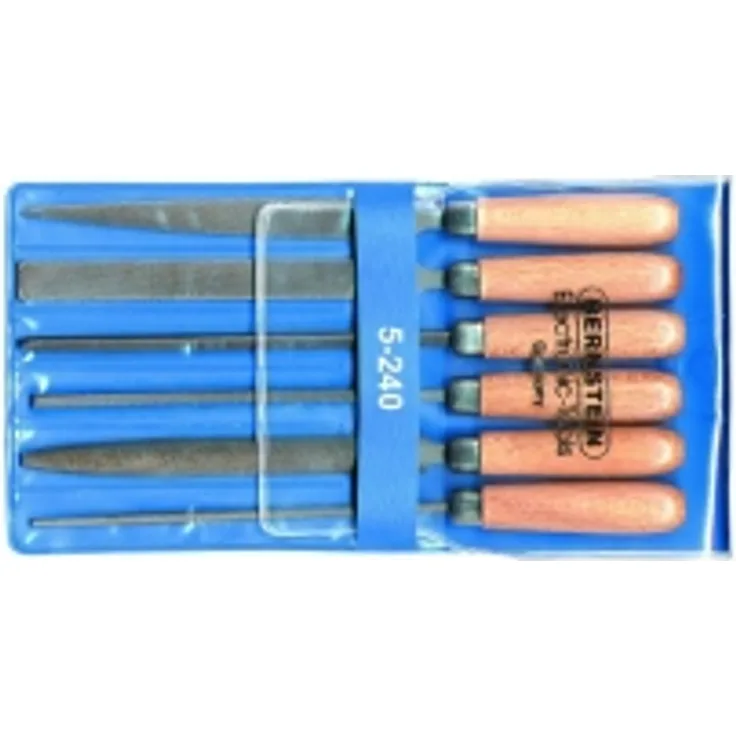 Bernstein Schlüsselfeilen-Set mit Holzheft im Etui 6tlg. 100 mm (5-240)