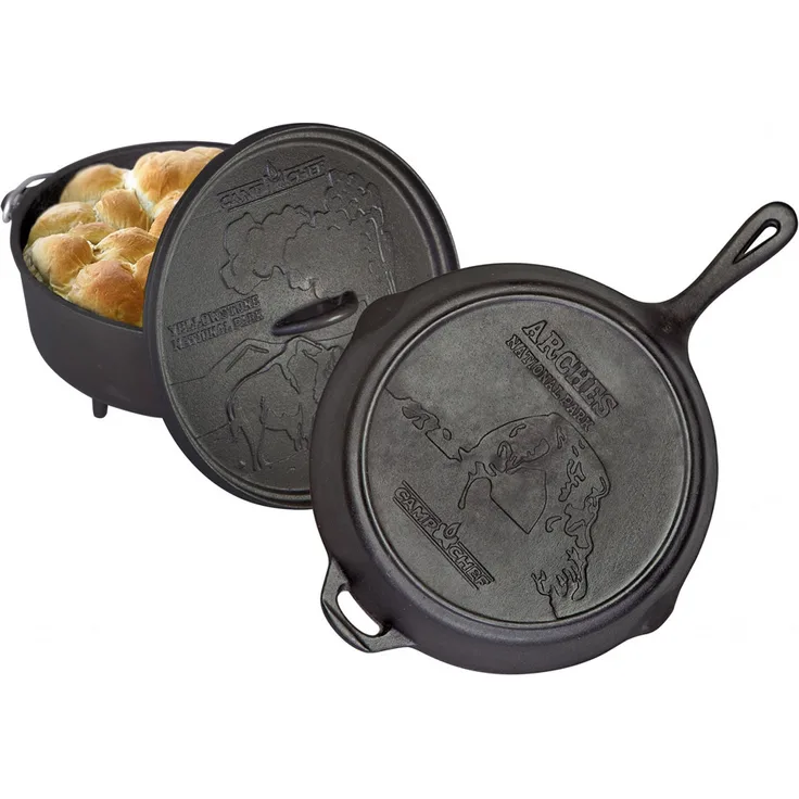 Camp Chef ''NATIONAL PARK KIT'' Gusseisen-Set 12'' (30cm) Feuertopf  12'' (30cm) Feuerpfanne