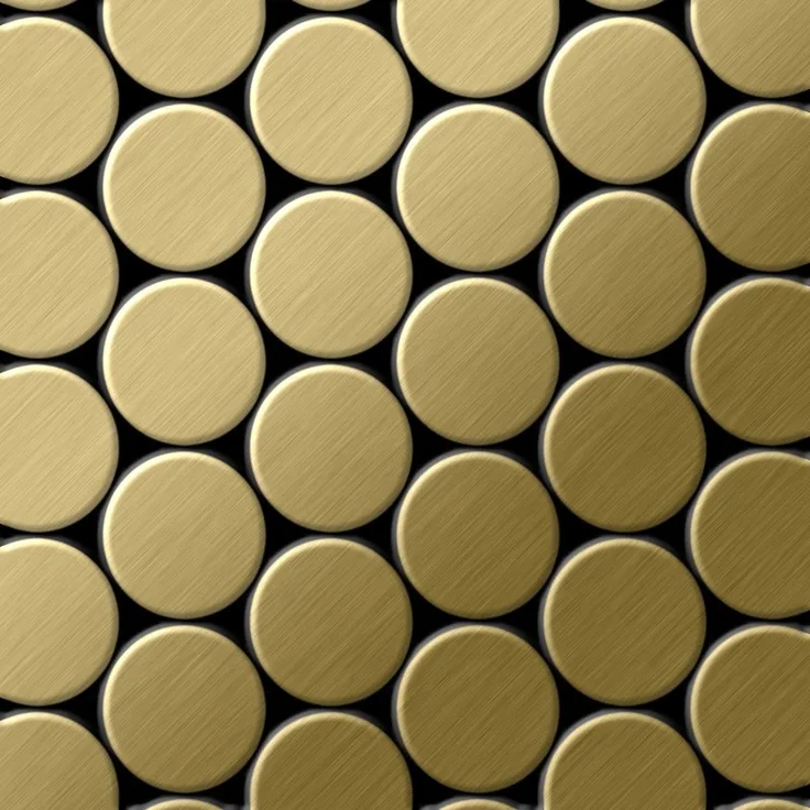 Mosaik Fliese massiv Metall Titan gebürstet in gold 1,6mm stark ALLOY Dome-Ti-GB 0,73 m2
