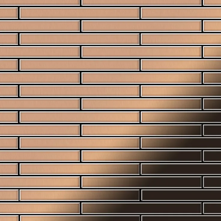 Mosaik Fliese massiv Metall Kupfer gewalzt in kupfer 1,6mm stark ALLOY Avenue-CM 0,74 m2