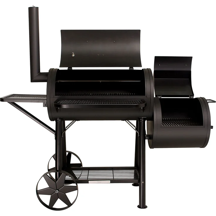 TAINO Yuma Massiver Smoker BBQ GRILLWAGEN Holzkohle Grill 90KG 3,5mm Offset, 145 x 170 x 80 cm – Bild 2