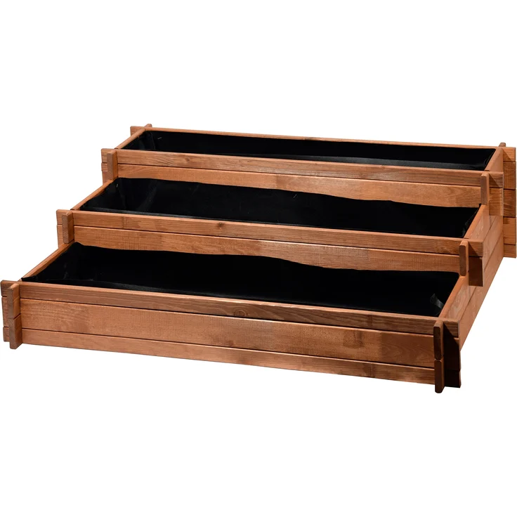dobar Drei-Etagen HochbeetPeru aus Holz (Kiefer): Tischbeet Bausatz für Gemüse, Kräuter, Blumen, flexibel platzierbar, braun, 110 x 88 x 36 cm, 58180FSC