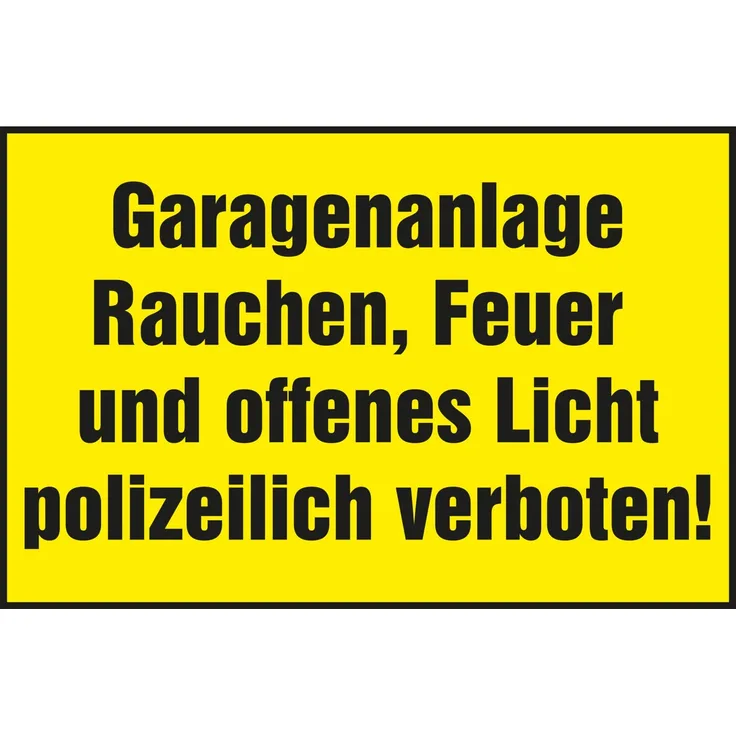 Verbotsschild ''Garagenanlage'' , 250x150 mm , gelb-schwarz , 1 Stück
