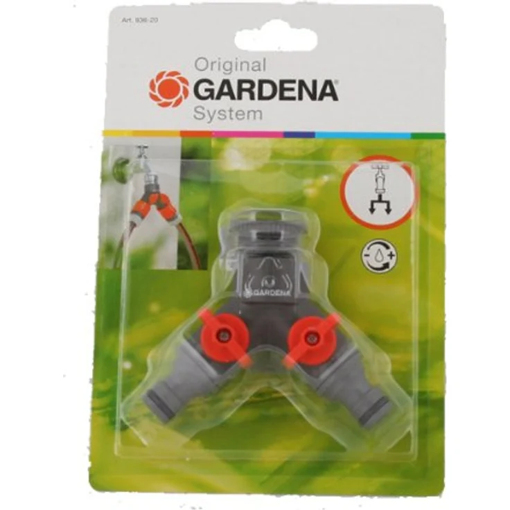 GARDENA 940 (936) 2-Wege Ventil für den Wasserhahn, 21 mm G 1/2 Zoll oder 26,5 mm, silber Bewässerungszubehör – Bild 1
