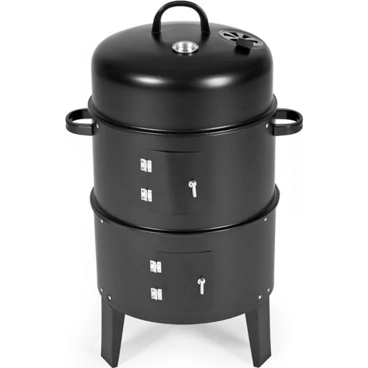 Gartengrill Räucherofen Holzkohlegrillrost verchromt Räuchertonne Holzkohlegrill, Ø Grillfläche 46 cm