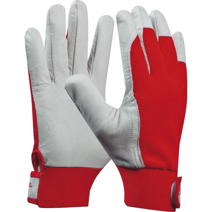 Arbeitshandschuh UNI FIT COMFORT Größe 9 (L) rot Baustellenhandschuh aus Ziegen-Leder 1 Paar
