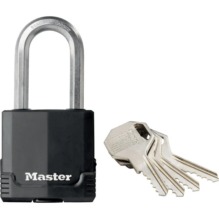 MASTER LOCK Hochsicherheits Vorhängeschloss [Schloss mit Schlüssel] [Beschichtetem Laminiertem Stahl] [Wetterfest] [Large Bügel] M115EURDLH - Ideal für Lagerräume, Lagerschuppen, Garagen, Zäune – Bild 1