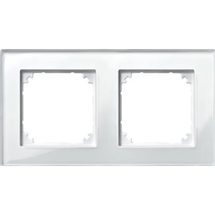 Merten 489219 M-PLAN-Echtglasrahmen, 2fach, Brillantweiß