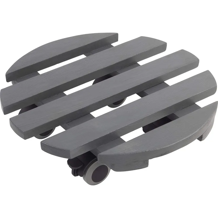 Metafranc Pflanzenroller Ø 300 mm - 60 kg Tragkraft - Kiefer-Platte - Grau - TPE-Rollen mit 2 Feststellern - Indoorroller - Blumenroller - Transporthilfe für Pflanzen - 825200