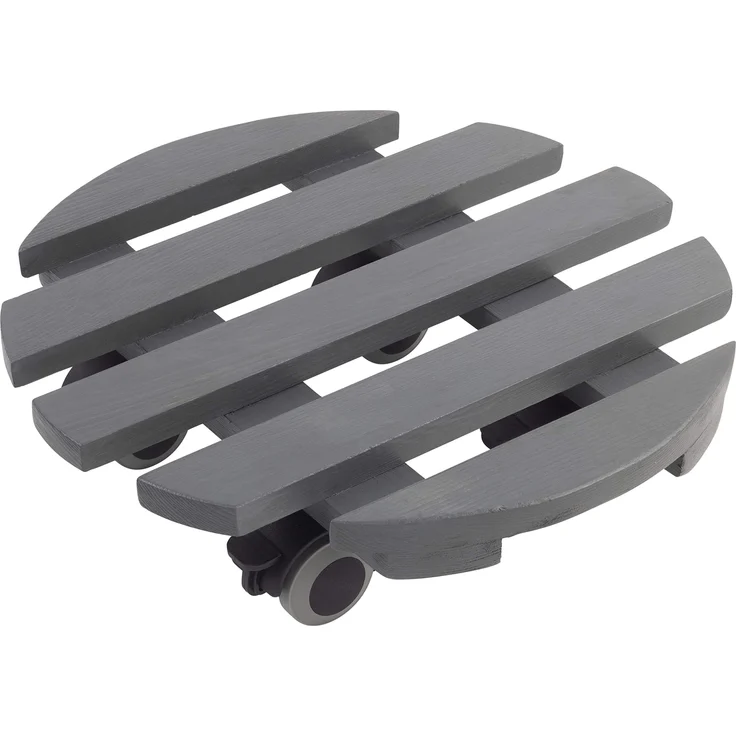 Metafranc Pflanzenroller Ø 300 mm - 60 kg Tragkraft - Kiefer-Platte - Grau - TPE-Rollen mit 2 Feststellern - Indoorroller - Blumenroller - Transporthilfe für Pflanzen - 825200