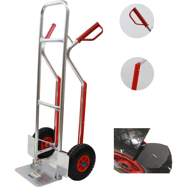 Alu-Sackkarre PU Rad mit Treppenrutsche Treppensteiger 200 kg Stapelkarre Transportkarre