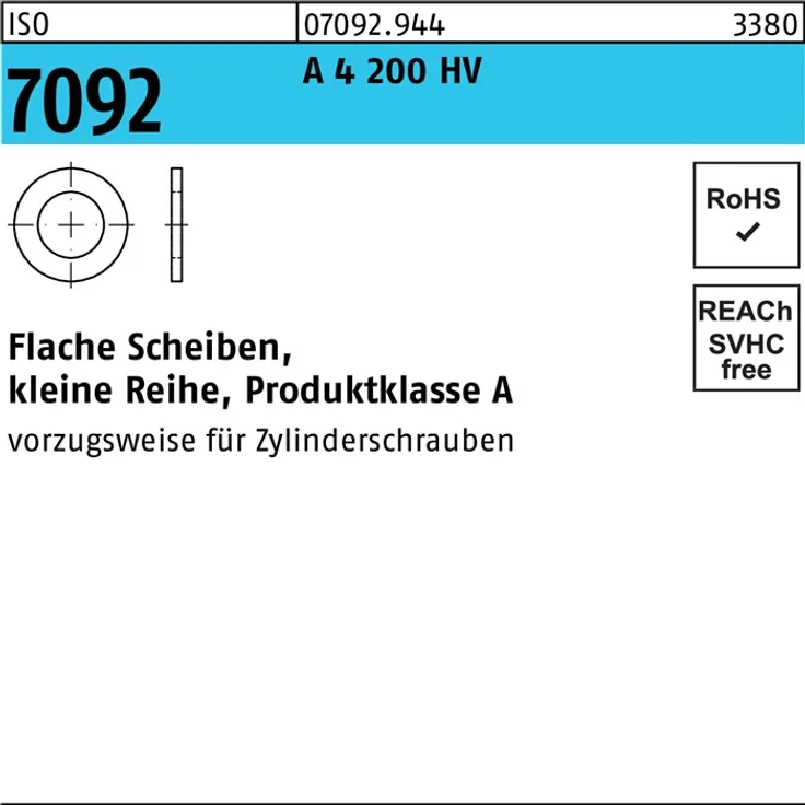 DIVERSE Unterlegscheibe ISO 7092 20 A 4 200 HV